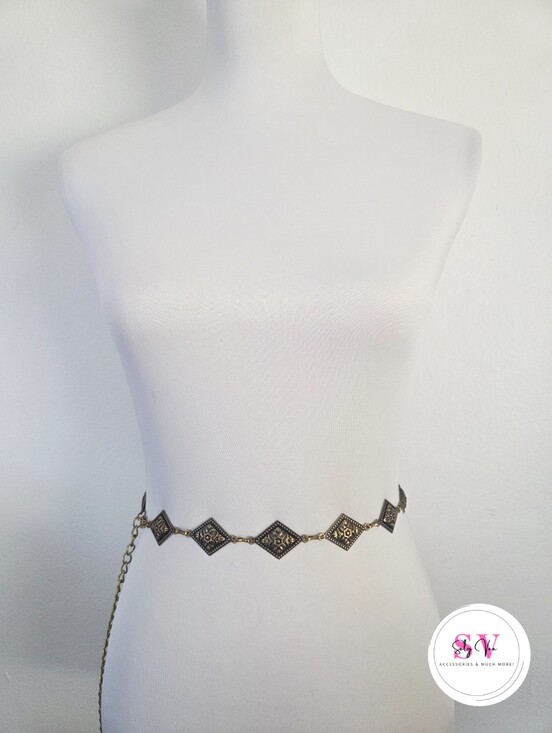 Accessories - Gold Tone Diamond Shape Chain Belt